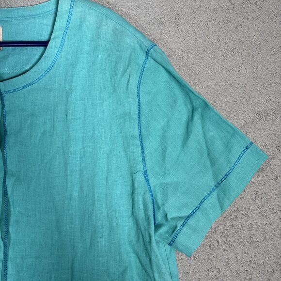 Earth Song Skirt Set Womens Size 12 Teal Linen Blend Gauze Boho Hippie Lagenlook - Picture 5 of 16